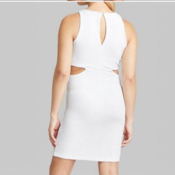 New Wild Fable Twisted Front Dress white short midriff showing sides open cute - Picture 2 of 4